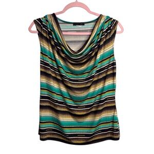 Y2K Slinky Draped Front Striped Top
